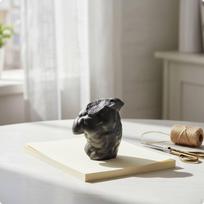 Torso Sculpture Dark Metallized Finish Tabletop Ornament Antique Classical Home Decor for Natural Rust gray