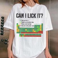 Can I Lick It Shirts Periodic Table Print Unisex Unisex Fashion Casual Tshirts Funny Chemistry Clothes Unisex Short Sleeve Tshirt S