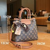 Stylish Large Capacity Tote Bag Women Crossbody Shoulder Handbag Vintage PU Leather Brown Collection Dark Brown orange