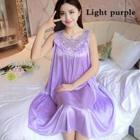 Women Sleepwear Sexy Lingerie Babydoll Silk Robe Dress Nightgown Nightdress One Size šviesiai violetinė spalva