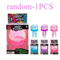 Glitter Jellyfish Squishy Stress Ball, Slow Rebound Squeeze Fidget Toy for Kids & Adults, Anxiety Relief Sensory Toy Gifts pink
