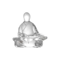 Finely Carved Glass Zen Buddha Statue Retro Transparent Tea Ceremony Ornaments Delicate Mini Crystal Ornament Living Room white