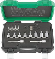 Galvučių komplektas su Hex antgaliais Fortis 4317784707015; 1/4''+1/2''; 19 vnt.