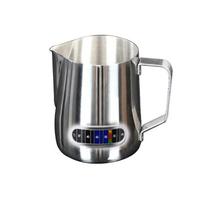 350/600ML Nerūdijančio plieno pieno putų ąsotis su temperatūros ekranu, pieno putų plakimo ąsotis, ąsotis, puodelis latte art, baristai, virtuvei 350ml sidabras