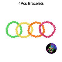 4-32Pcs Fluorescent UV Neon Necklace Bracelet Black Light Glow Party Decoration Kids Gift Birthday Wedding Halloween Photo Props multi