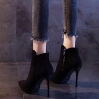 Spring Autumn Suede Female Short Shoes Pointed Toe Women's Ankle Boots Sexy Very High Heels Booties Trend 2025 Y2k Quality Boot 34 black