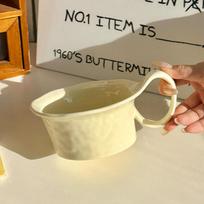 ins original design sense ceramic mug breakfast oat cup girl cute milk coffee cup birthday gift 401-500ml beige