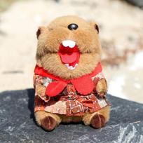 Clothed Groundhog Plush Toy Guinea Pig Bag Small Pendant Children's Soothing Doll Grab Machine Doll Doll Approx. 11cm/40g beige