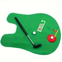 ABS Mini Golf Putting Green Set - Toilet Leisure Entertainment Sport - Bathroom Indoor Sports Game with Putter & Ball for Adults green