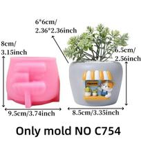 Panda Bakery succulent Plant Flower Pot Silicone Mold Cat Coffee House Storage Box Concrete Cement Mold Candle Cup Gypsum Mold pink