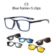 6 viename TR kojelės receptiniai akiniai didelis rėmelis rėmelis vyrams moterims su 5 prisegamais saulės akiniais akiniai magnetiniai akiniai akiniai gali būti pritaikyti 1 frame 5 clips gray