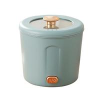 Portable Ramen Cooker, Mini Rice Cooker With Button Control, Ceramic Inner Liner, Detachable Power Cord, 1L Capacity Haze Blue white