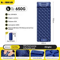 Outdoor Camping Double Inflatable Mattress Ultralight Waterproof Folding Bed for Outdoor Hiking Backpacking Car Travel blue