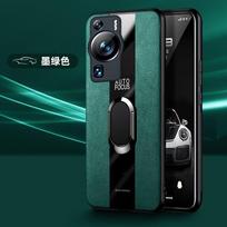 Magnetic Holder Case For Huawei P60 Pro Case Luxury PU Leather Cover For Huawei P60 P60Pro P 60 Art Ring Capa Shockproof Bumper For Huawei P60 žalia