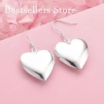 Charm 925 Sterling Silver Exquisite Shiny Heart Shape Drop Earrings Women's Fashion Wedding Party Jewelry sidabras