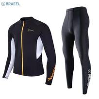 Mens Quick-Dry UV Protection Rash Guard Set Surfing Snorkeling Wetsuit Water Sports Medium black