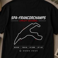 Spa-Francorchamps trasos žemėlapio grafikos marškinėliai Belgijos lenktynių trasos Vintažiniai Motorsporto gerbėjų Atsitiktiniai trumparankoviai viršutiniai drabužiai 2XL white
