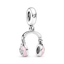 New Original Sparking Silver-plated Tulip Mother Daughter Dual Heart Pendant Charms Beads DIY Women Jewelry Gift Beads Fit Brace white