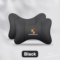 Car Seat Headrest Pillow Neck Support Protect Cushion For Porsche 911 718 Cayenne Cayman Panamera Macan Taycan Boxster stickers CY5 gray