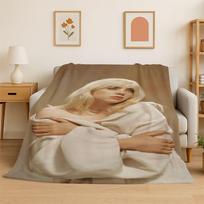 Famous Singer Billie Eilish Star Soft Flannel Throw Blanket,Warm Cozy Blanket for Bed,Couch,Sofa,Bedroom,Living Room,Travel Size: 75*100cm, Weight: 230 GSM
