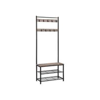 VASAGLE Coat Rack, Coat Stand with Shoe Storage Bench, Hall Tree with Shoe Rack, 3-in-1 Design, Steel Frame, for Hallway, Entrance, 32 x 70 x 175 cm