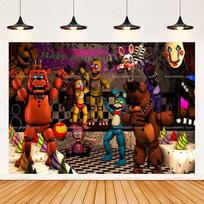 FNAF Five Nights Horrible Birthday Party Decoration Background Horrible Party Supplies Banner Photography Backdrop Boy Room Deco 47.2x31.5inch/120*80cm black
