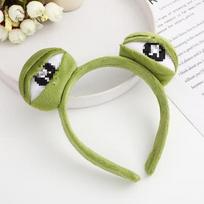 Funny Sad Frog Plush Eye Mask Headband – Breathable Anime Sleep Mask Sad Frog Headband beige