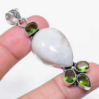 Natural Moonstone, Peridot 925 Sterling Silver Jewelry Pendant 2.64  Q7R27 white