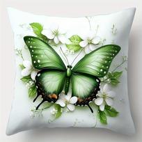 Vibrant Green Butterfly & Blossom PillowcasesLiving room sofa cushion cover, soft and comfortable, bedroom room decoration 16x16in 40x40cm gray