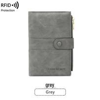 Multifunctional RFID Anti-theft Passport Holder with Zipper and Buckle pilka spalva
