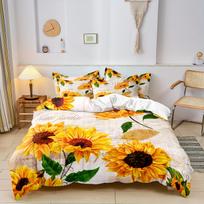 2/3pcs Sunflower Floral Printed Vibrant Retro Design All Season Quilt/Duvet Cover Set - Soft Comfortable Breathable Bedding Duvet Cover Set&EU Single(135x200cm) white
