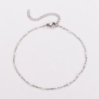 AML 304 Stainless Steel 18K Gold-Plated Bohemian O-Chain Anklet for Women, Multi-Color Enamel 22+5 cm white