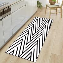 Ilgas Virtuvės Kilimėlis Juodas Baltas Pilkas Senovinis Geometrinis Langelių Tema Neslystantis Grindų Kilimėlis Minkštas Atsparus Dilimui Virtuvės Dekoras 40X120CM black