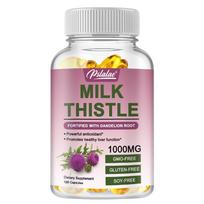 Pslalae Milk Thistle Capsules, containing dandelion root extract, 1000 mg per serving, easily absorbed. 120*1 pink