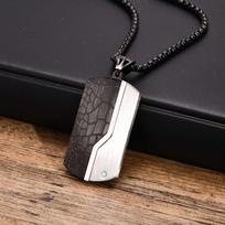 Vnox Stylish Dog Tag Neklaces for Men Jewelry, Waterproof Stainless Steel Geometric Pendant with CZ Stone,Free Box Chain 55cm black