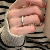 Korean-Style Minimalist Lava Thin Band Ring for Women - 2023 Trendy Open Index Finger Design Adjustable Open Size