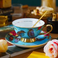 Vintage Style Bone China Tea Cup and Saucer Set English Elegant Cappuccino Espresso Latte Cup Mug with Gold Trim 220ml white