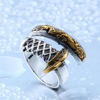 Titanium Steel Openable Katana Men's Dragon Sword Ring one  size(6-13) gray
