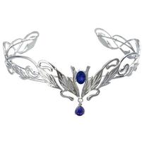 Baroque King Round Elves Crown Elegant Princess Diadems Goddess Tiaras  Special Occasions Silver Blue 17cm gray