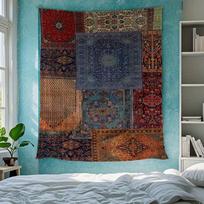 Bohemian-Style Ethnic Tapestry Vibrant Geometric Print Living Room Decor Instagram-Inspired Bedroom 100X70CM black