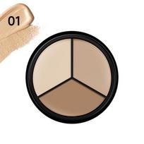 Tri-Color Concealer Cream: Covers Acne, Scars & Dark Circles, Brightens & Conceals 4g×3 black