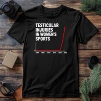 Anti Woke T-Shirt Testicular Injuries In Womens Sports Funny Sarcastic Meme Top M black