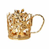 Golden Floral-Shaped Anti Scalding Cup Holder Luxury Coffee Mug Sleeve  Restaurants Metal beige