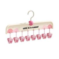 Non-Slip Hangers with Clips Multi-Clip Drying Rack Animal Claw Clip Clothes Hanger Wardrobe Organizer for Socks Underwear Home Dormitory Use rožinė