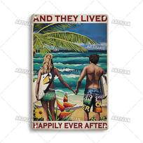 Artisian Surfing Metal Plaque Sport Tin Sign Ocean Decorative Plate Wall Decor Garage Bar Pub Club Hotel Cafe Kitchen Home 20x30cm（7.8x11.8inch） black