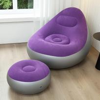 Inflatable Sofa Set Inflatable Leisure Sofa Chair and Footstool Set  Outdoor Folding Lounge Chair Portable for Camping Travel violetinė