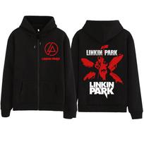 Classic Linkin-Park Graphic Print Hooded Men Women Y2k Zipper Hoodies Oversized Casual Sweatshirt  Zip Up Jacket S red
