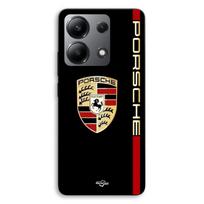 Case For Xiaomi Redmi Note 13 4G PORSCHE red and gold logo black background Maniacase juoda