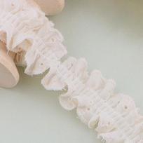 1Yard White Lace Pleated Ruffles Applique Embroidery Fabric Ribbon Trim DIY Dress Apparel Headwear Decorative Sewing Supplies 1 yard beige