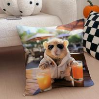 Juokingas Hamsterio Memas Mielas Meno Pagalvės Užvalkalas Mesti Pagalvės Užvalkalas Paslėptas Mygtukas Patvarus Poliesteris Kėdės Pagalvėlė 30X30cm white